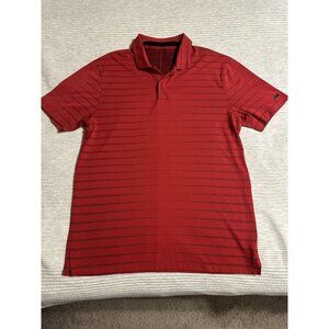 Nike Tiger Woods Dri-Fit ADV Men's Med. Short Sleeve Red Striped Mesh Golf Polo